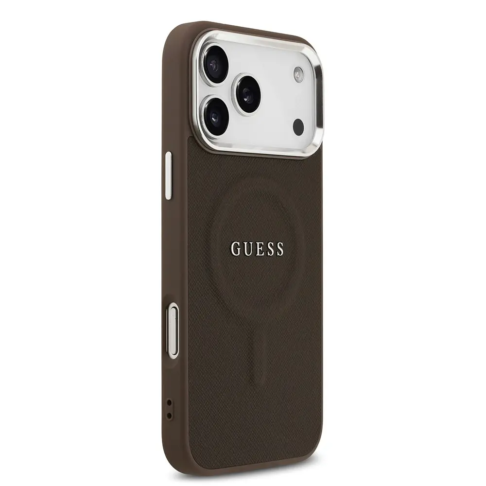iPhone 17 Pro Max MagSafe Uyumlu PU Deri Kılıf - Guess Klasik Logolu