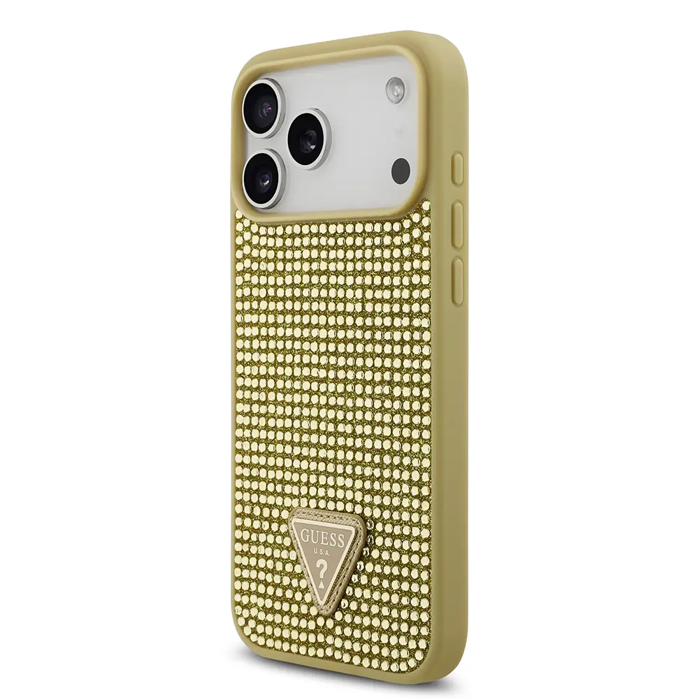 iPhone 17 Pro Max Taşlı Arka Yüzey Üçgen Logolu Kılıf - Guess