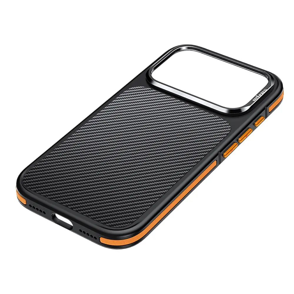 Apple iPhone 17 Pro Max Kılıf Karbon Fiber Görünümlü Wlons Marin Kapak