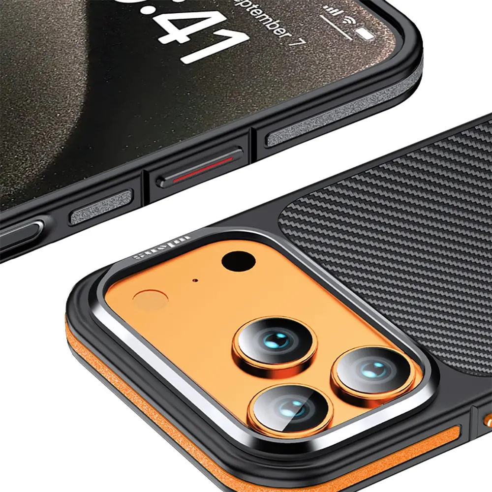 iPhone 17 Pro Max MagSafe Uyumlu Karbon Fiber Görünümlü Kılıf - Wlons Marin