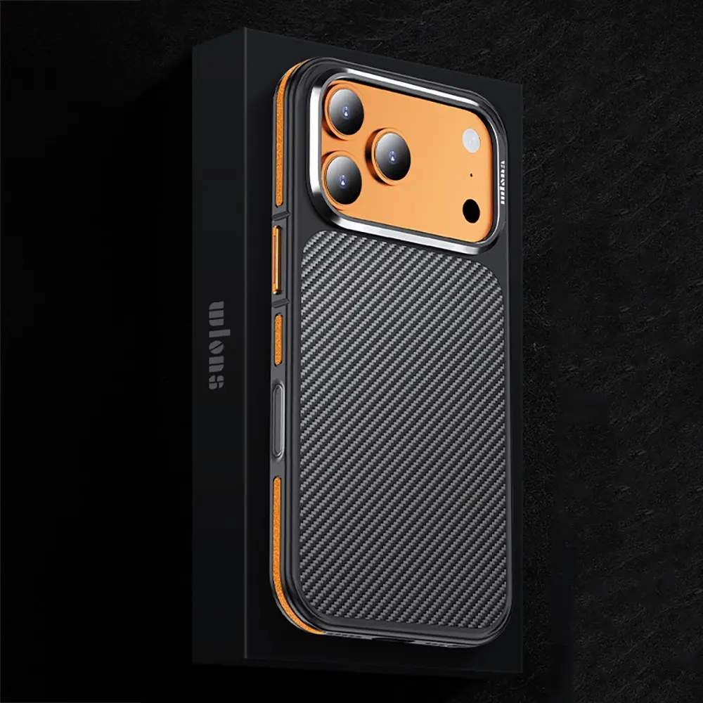 iPhone 17 Pro Max MagSafe Uyumlu Karbon Fiber Görünümlü Kılıf - Wlons Marin