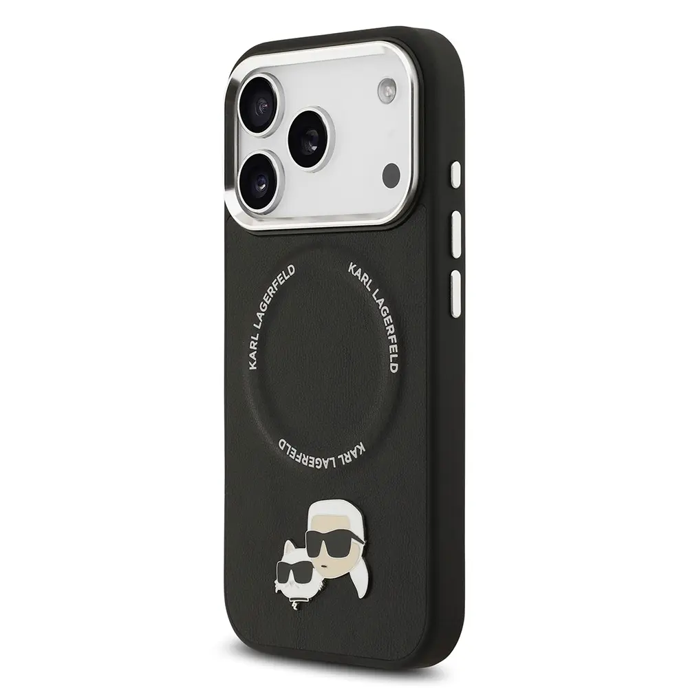 Apple iPhone 17 Pro Max Kılıf Karl Lagerfeld Orjinal Lisanslı M-safe Şarj Özellikli Metal Kamera ve Buton Tasarımlı K&C PU Deri Kapak