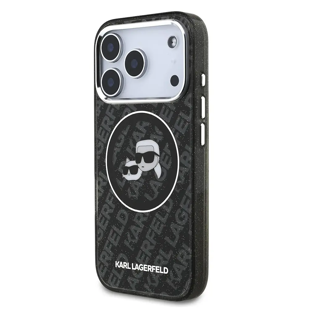 iPhone 17 Pro Max Kılıf, Parlayan Simli Karl & Choupette Tasarım - Karl Lagerfeld