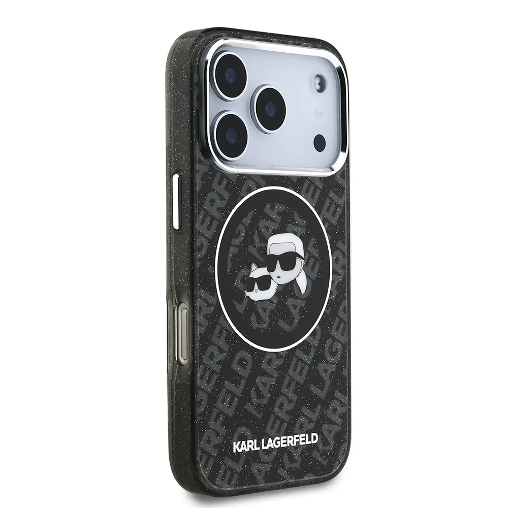 iPhone 17 Pro Max Kılıf, Parlayan Simli Karl & Choupette Tasarım - Karl Lagerfeld