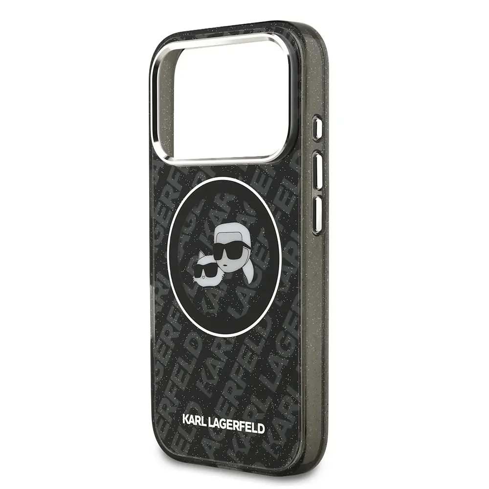 iPhone 17 Pro Max Kılıf, Parlayan Simli Karl & Choupette Tasarım - Karl Lagerfeld