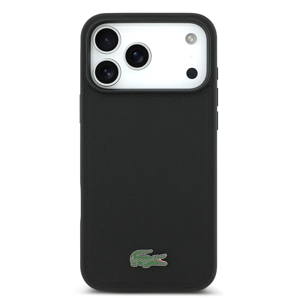 Apple iPhone 17 Pro Max Kılıf Lacoste Orjinal Lisanslı M-safe Şarj Özellikli PU Pike Desenli Metal Logolu Kartlıklı Kapak