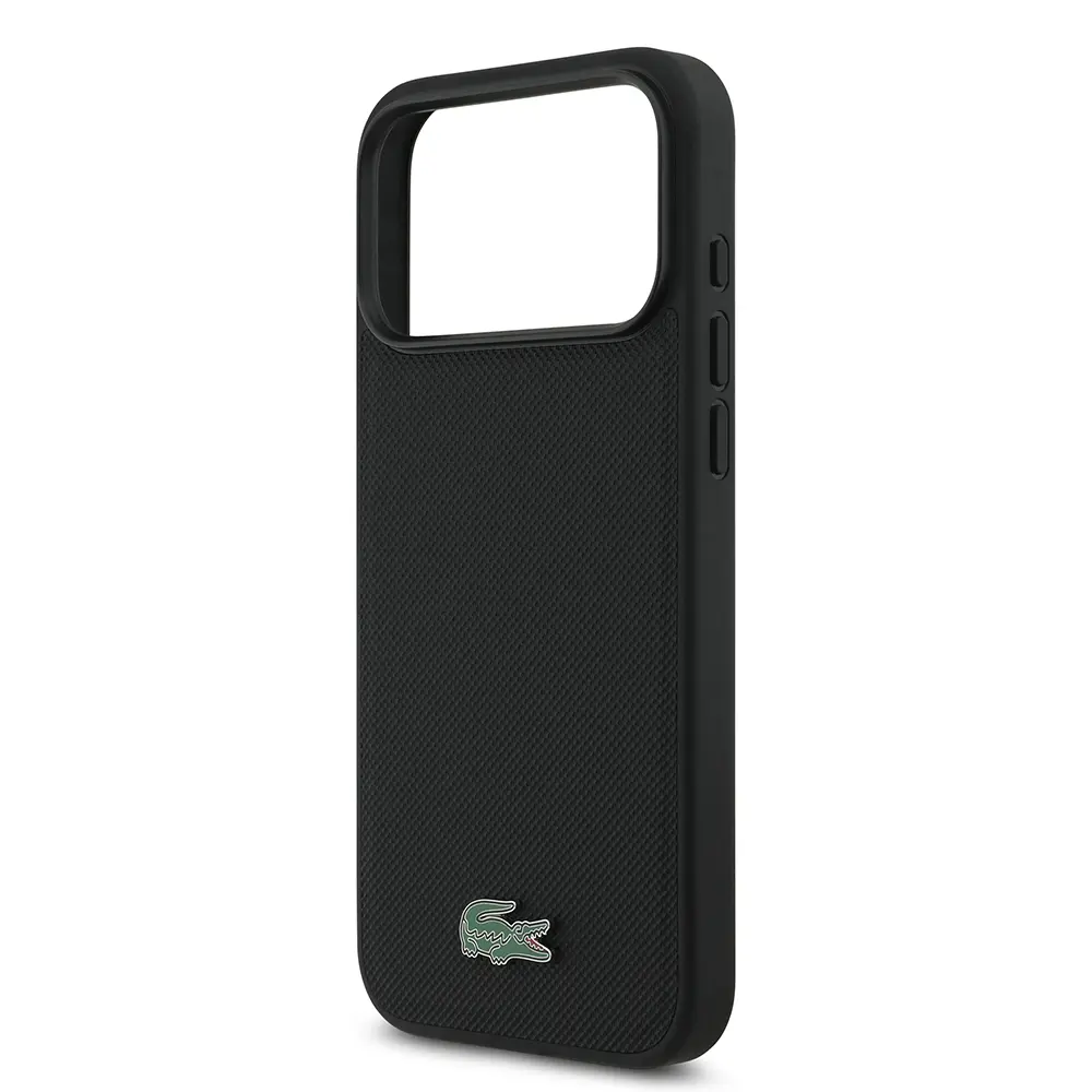 Apple iPhone 17 Pro Max Kılıf Lacoste Orjinal Lisanslı M-safe Şarj Özellikli PU Pike Desenli Metal Logolu Kartlıklı Kapak
