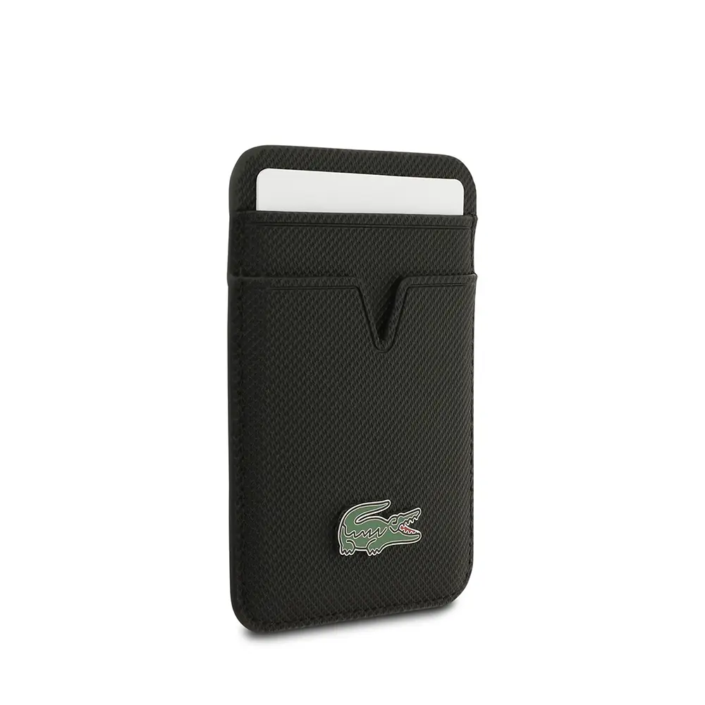 Apple iPhone 17 Pro Max Kılıf Lacoste Orjinal Lisanslı M-safe Şarj Özellikli PU Pike Desenli Metal Logolu Kartlıklı Kapak