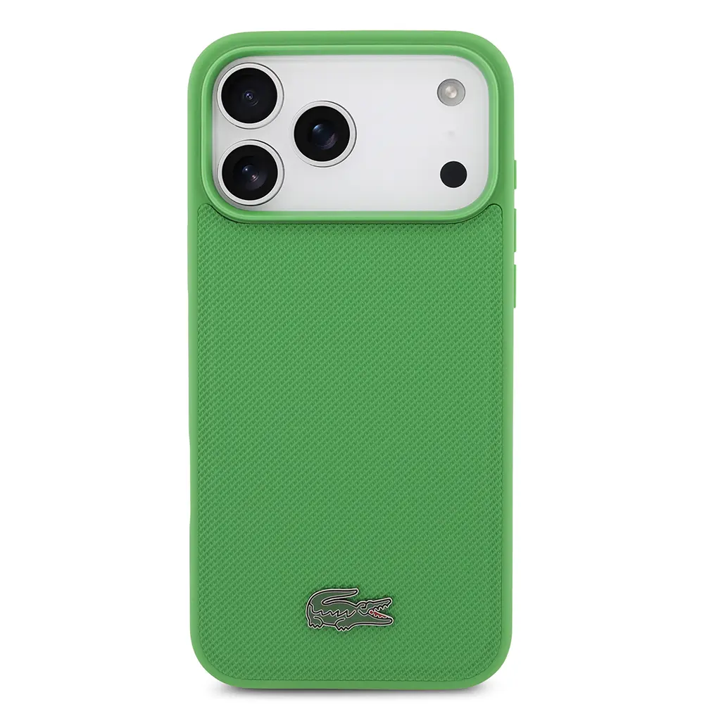 Apple iPhone 17 Pro Max Kılıf Lacoste Orjinal Lisanslı M-safe Şarj Özellikli PU Pike Desenli Metal Logolu Kartlıklı Kapak