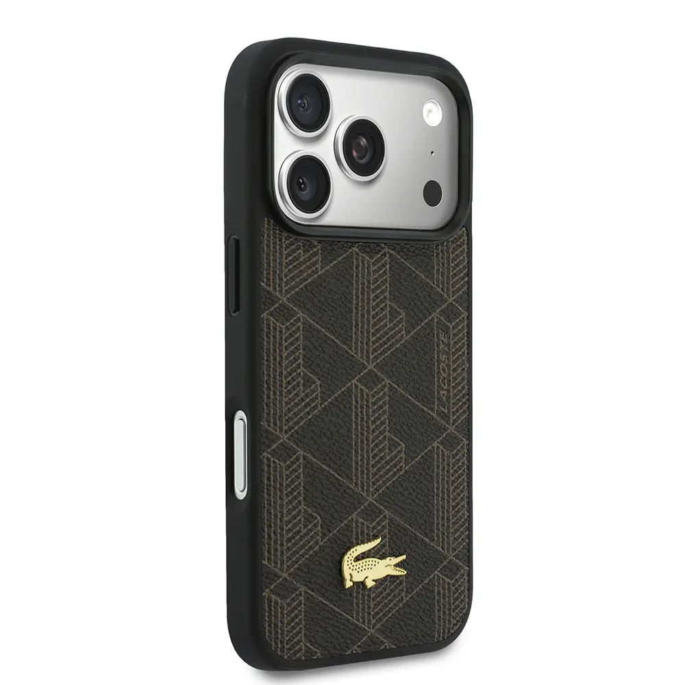 iPhone 17 Pro Max MagSafe Uyumlu Kartlıklı PU Deri Kılıf - Lacoste Monogram