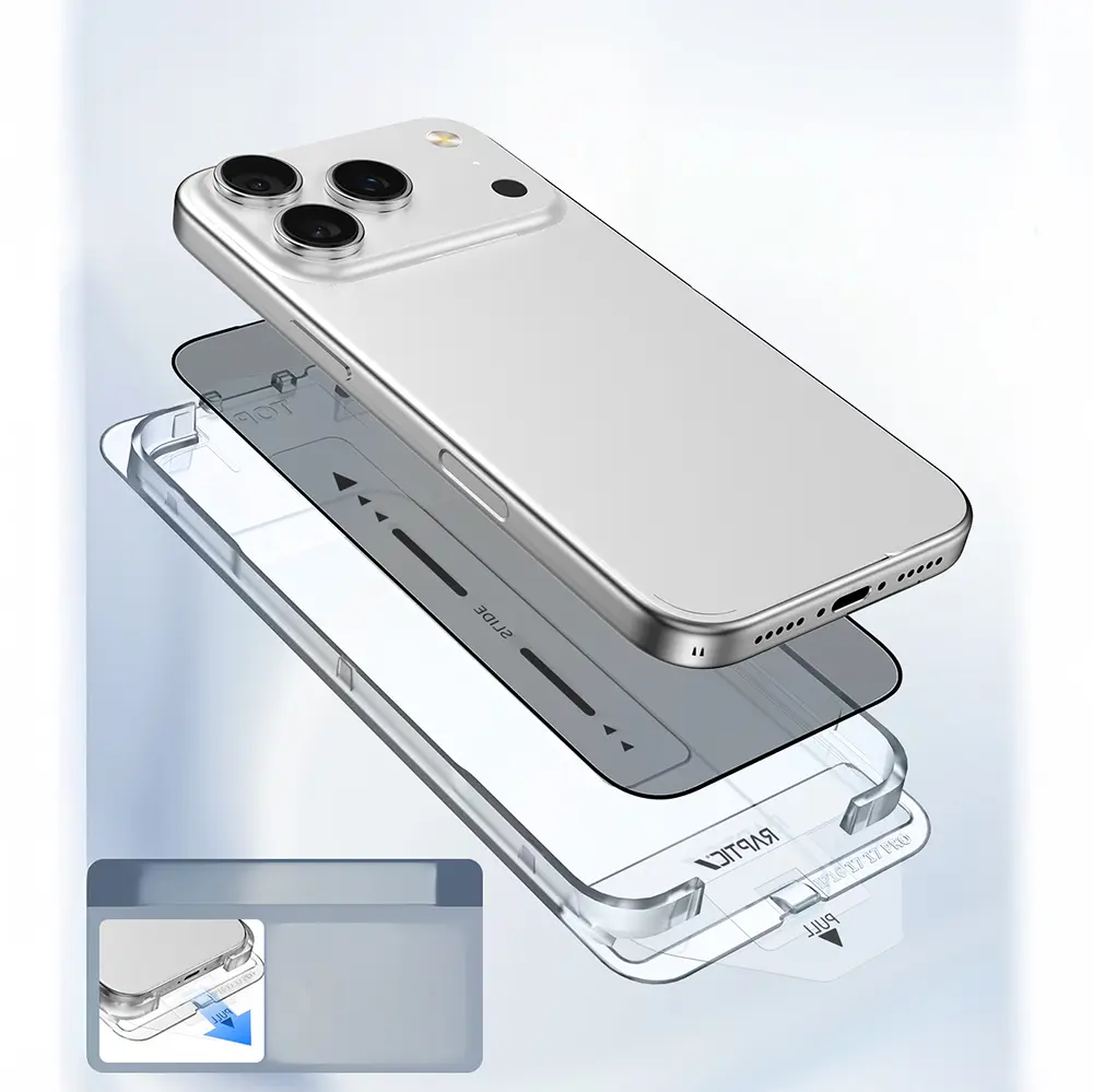 iPhone 17 Pro Max 2.5D Ekran Koruyucu, 2 Adet ve Uygulama Aparatlı - Raptic Air Glass