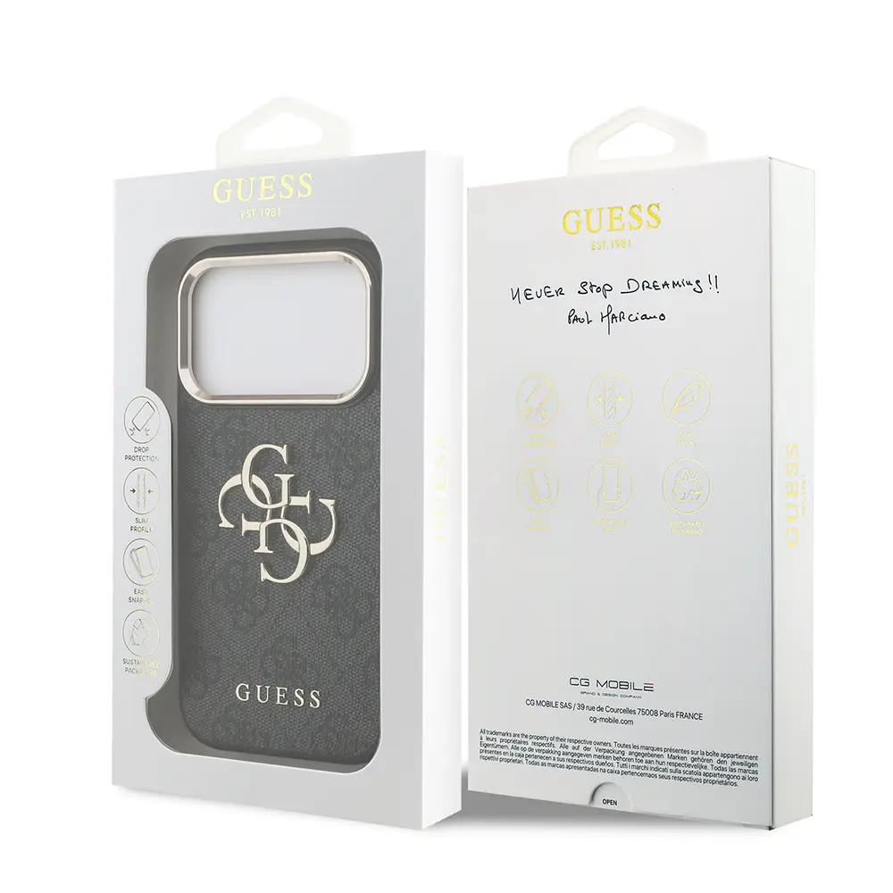 iPhone 18 Pro Guess Lisanslı Gold Metal Kamera Çerçeveli Kılıf