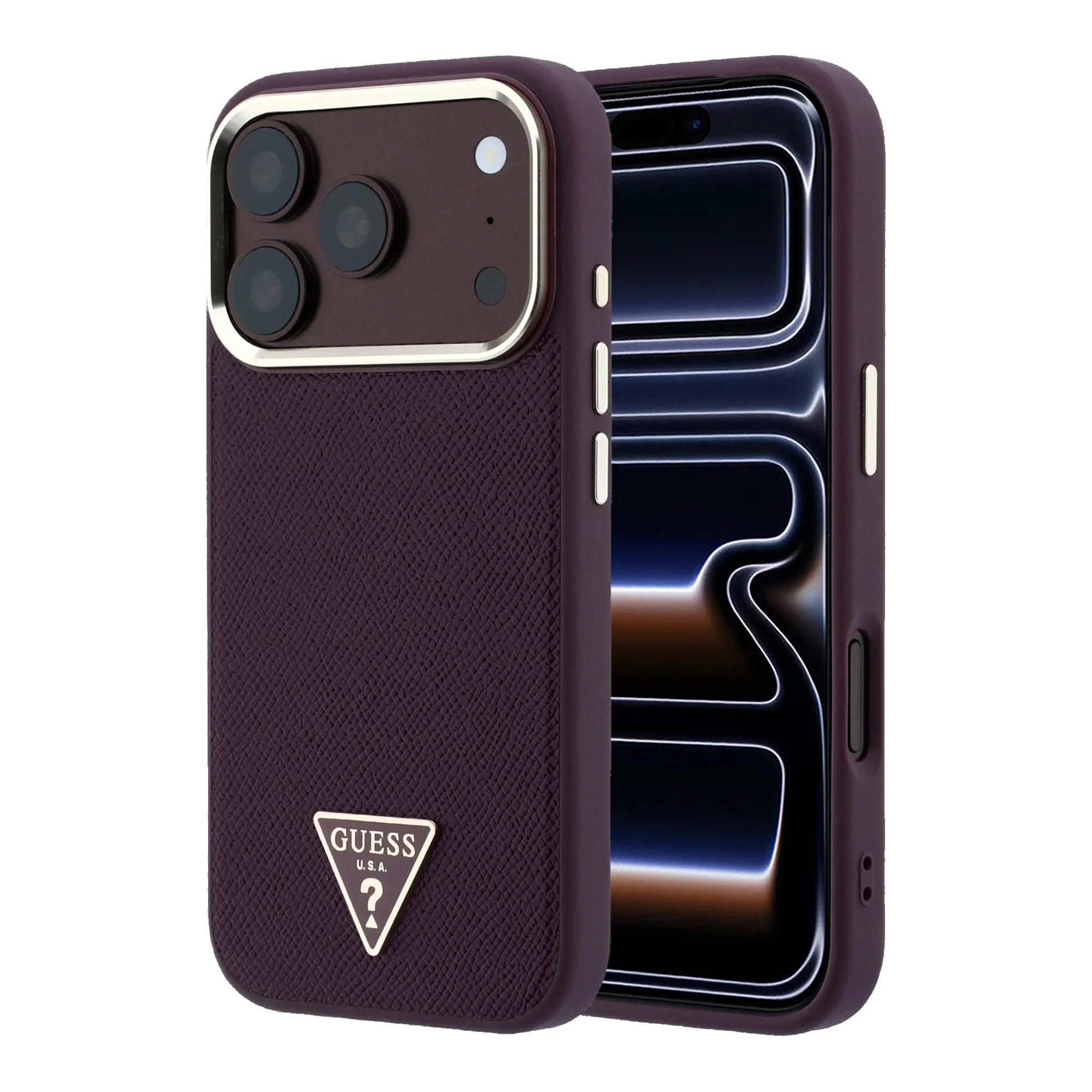 iPhone 18 Pro MagSafe Uyumlu Kılıf - Guess Grained Triangle