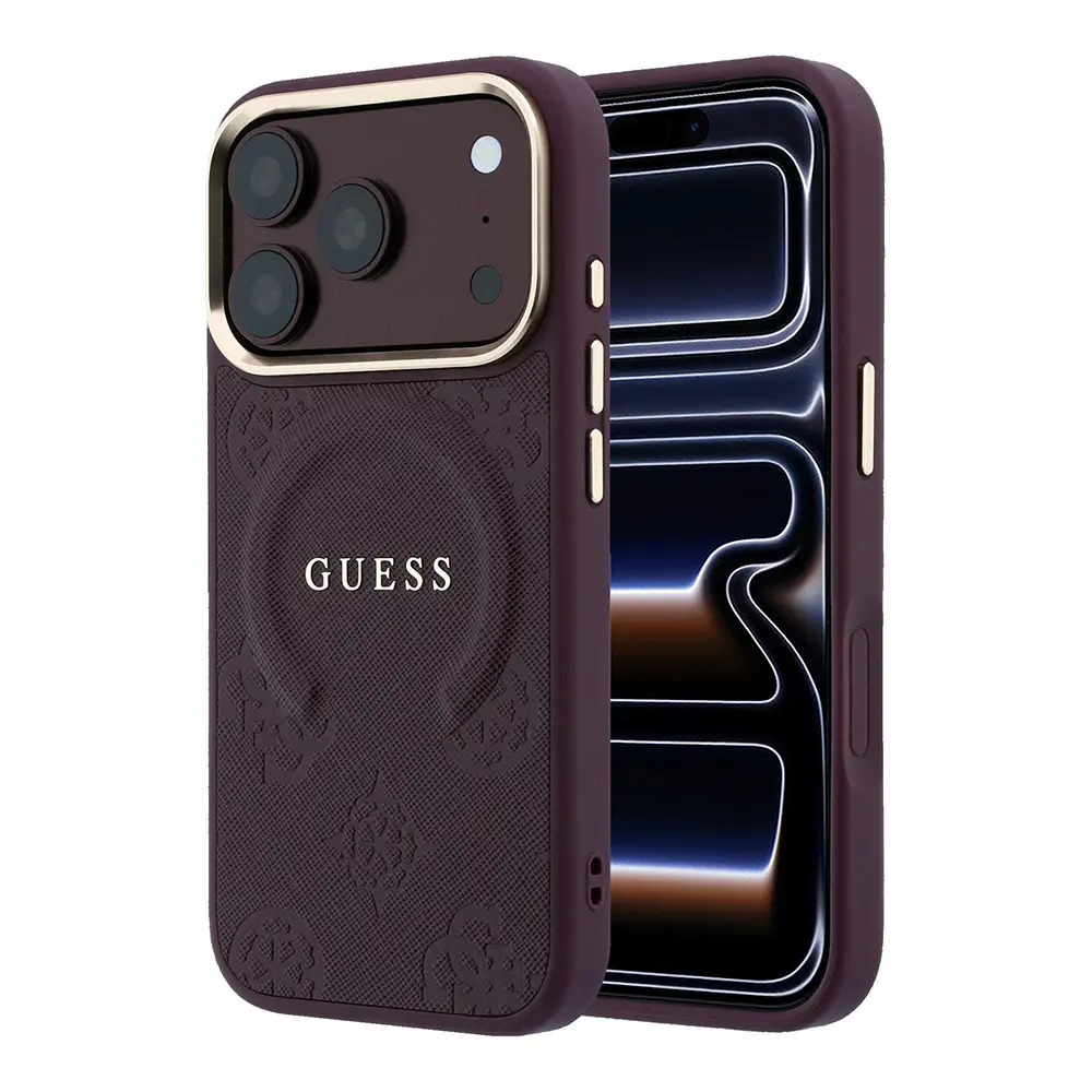 iPhone 18 Pro MagSafe Uyumlu PU Deri Kılıf - Guess Peony