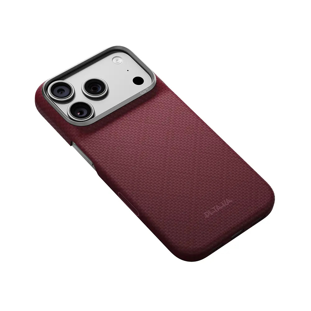 Apple iPhone 18 Pro Kılıf M-safe Şarj Özellikli Aramid Karbon Fiber Pitaka Argyle Serisi Kapak
