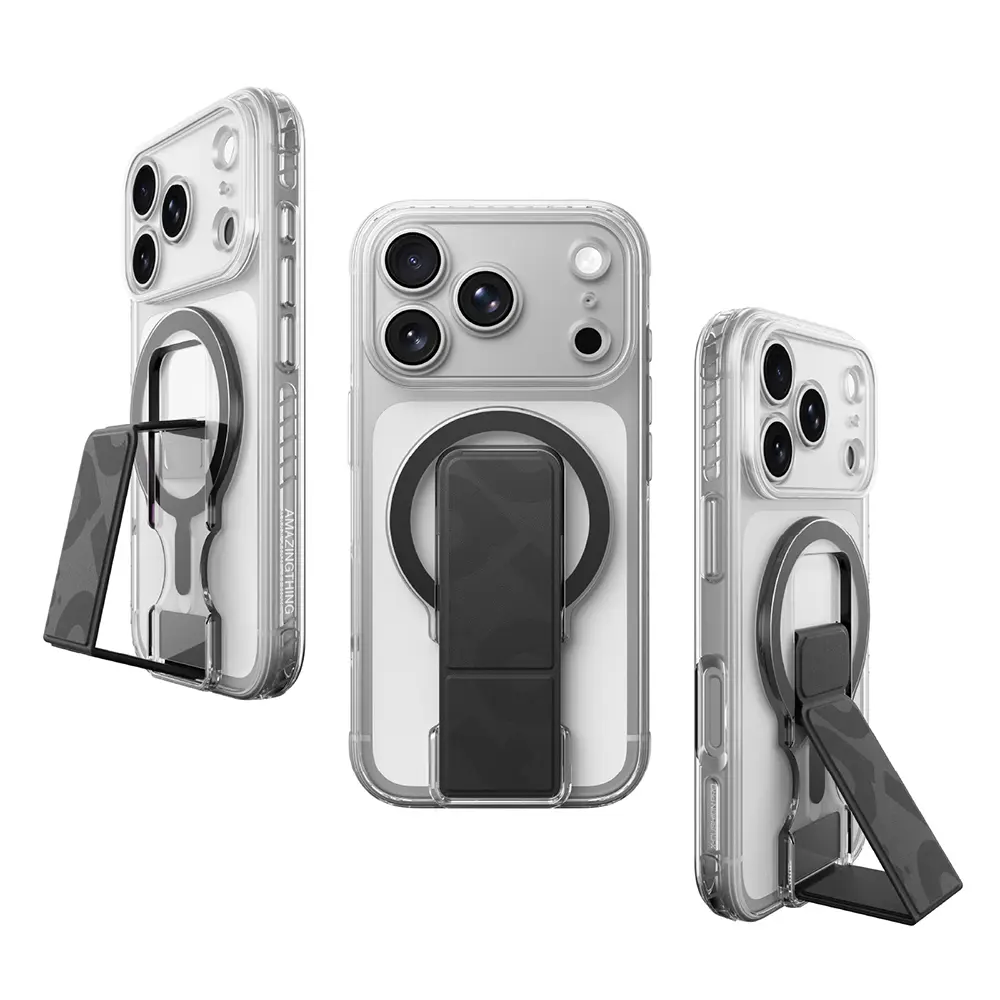 Apple iPhone 18 Pro Kılıf M-safe Şarj Özellikli Standlı Amazingthing Titan Pro Grip Stand Serisi Kapak