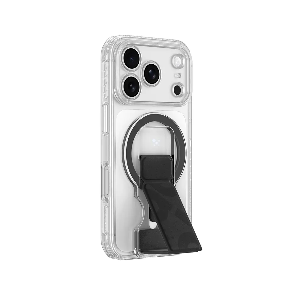 iPhone 18 Pro MagSafe Uyumlu Şeffaf Kılıf, Çıkarılabilir Grip Standlı - Amazingthing Titan Pro Grip Stand