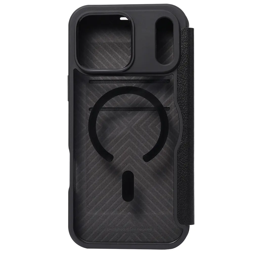 Apple iPhone 18 Pro Kılıf M-safe Şarj Özellikli Vegan Deri Tasarımlı Şeffaf Arka Yüzey Kartlıklı Raptic Urban Folio Serisi Kapak