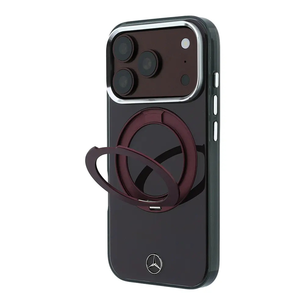 Apple iPhone 18 Pro Kılıf Mercedes Benz Orjinal Lisanslı M-safe Şarj Özellikli 360 Derece Dönebilen Standlı Metal Logolu Sert PC Kapak