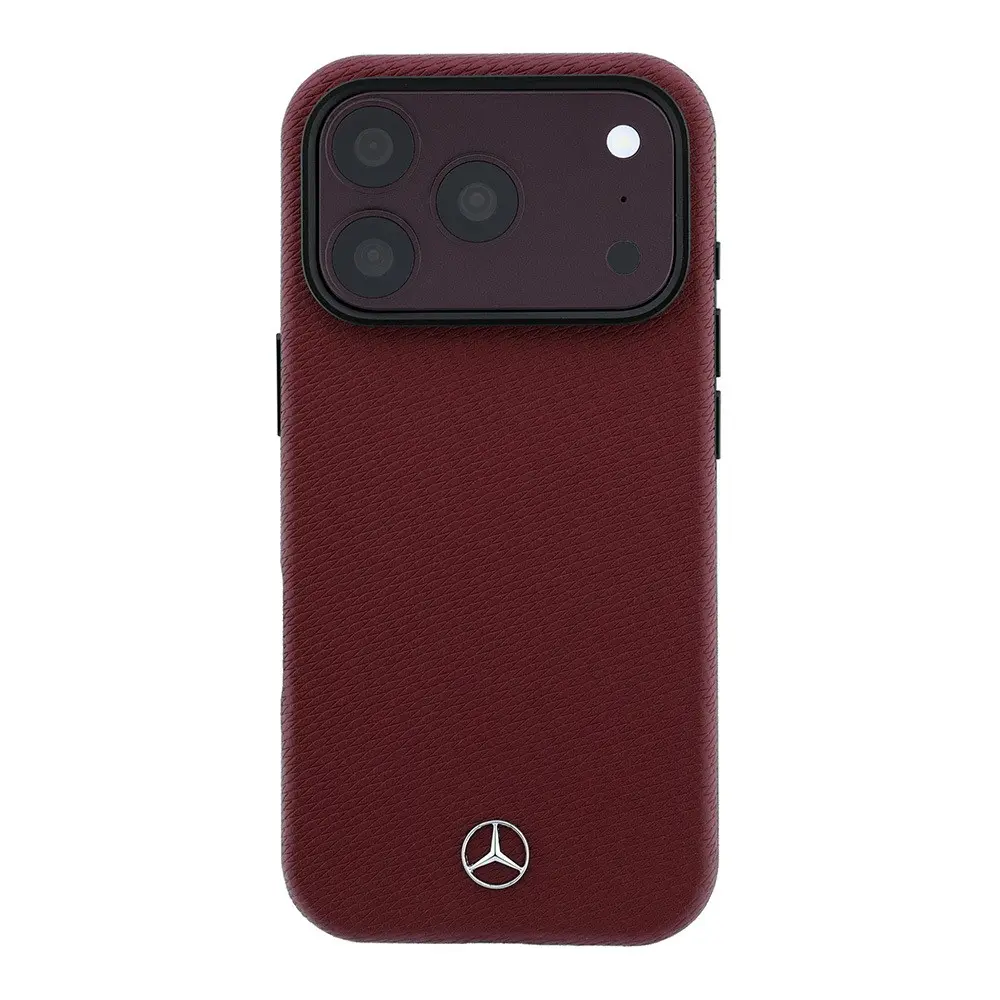 iPhone 18 Pro MagSafe Uyumlu Deri Kılıf - Mercedes Benz 3D Metal Logolu