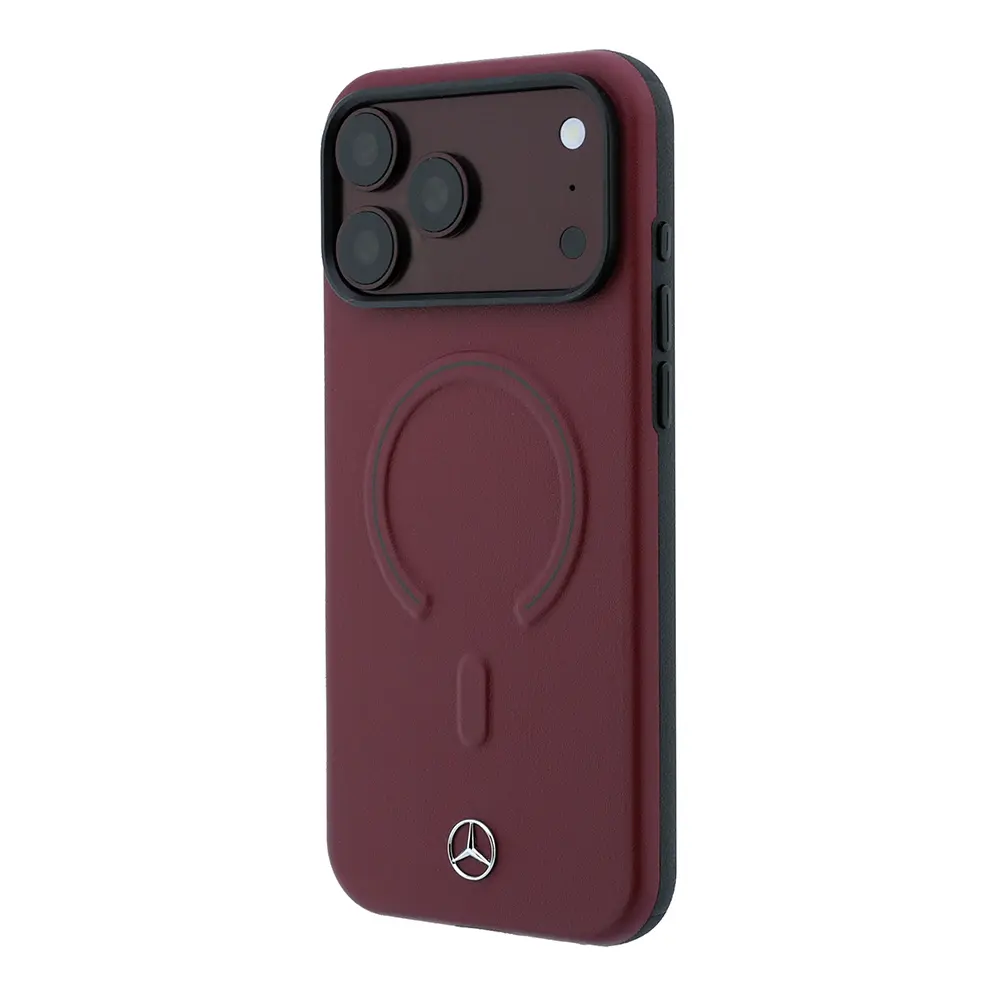 Apple iPhone 18 Pro Kılıf Mercedes Benz Orjinal Lisanslı M-safe Şarj Özellikli Metal Yıldız Logolu Kabartmalı Deri Kapak