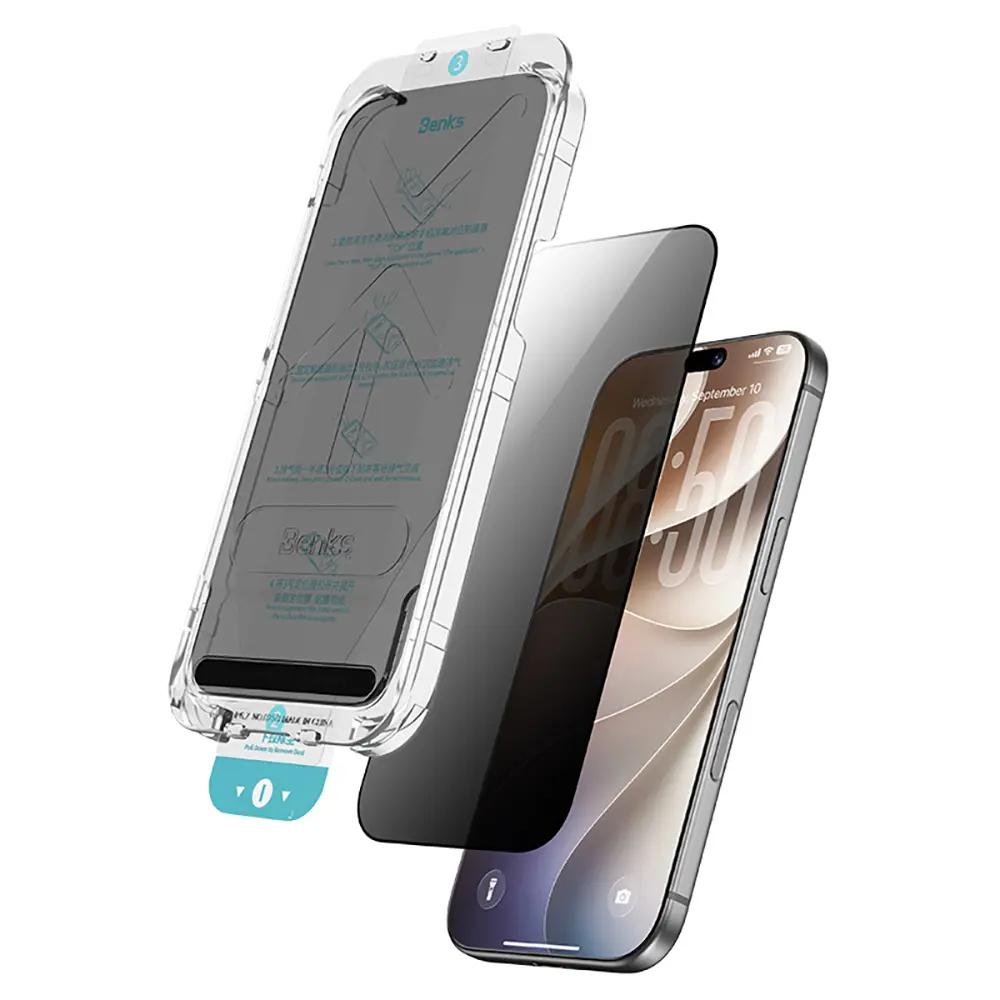 iPhone 18 Pro Max Gizlilik Cam Ekran Koruyucu - Benks OmniWarrior Privacy