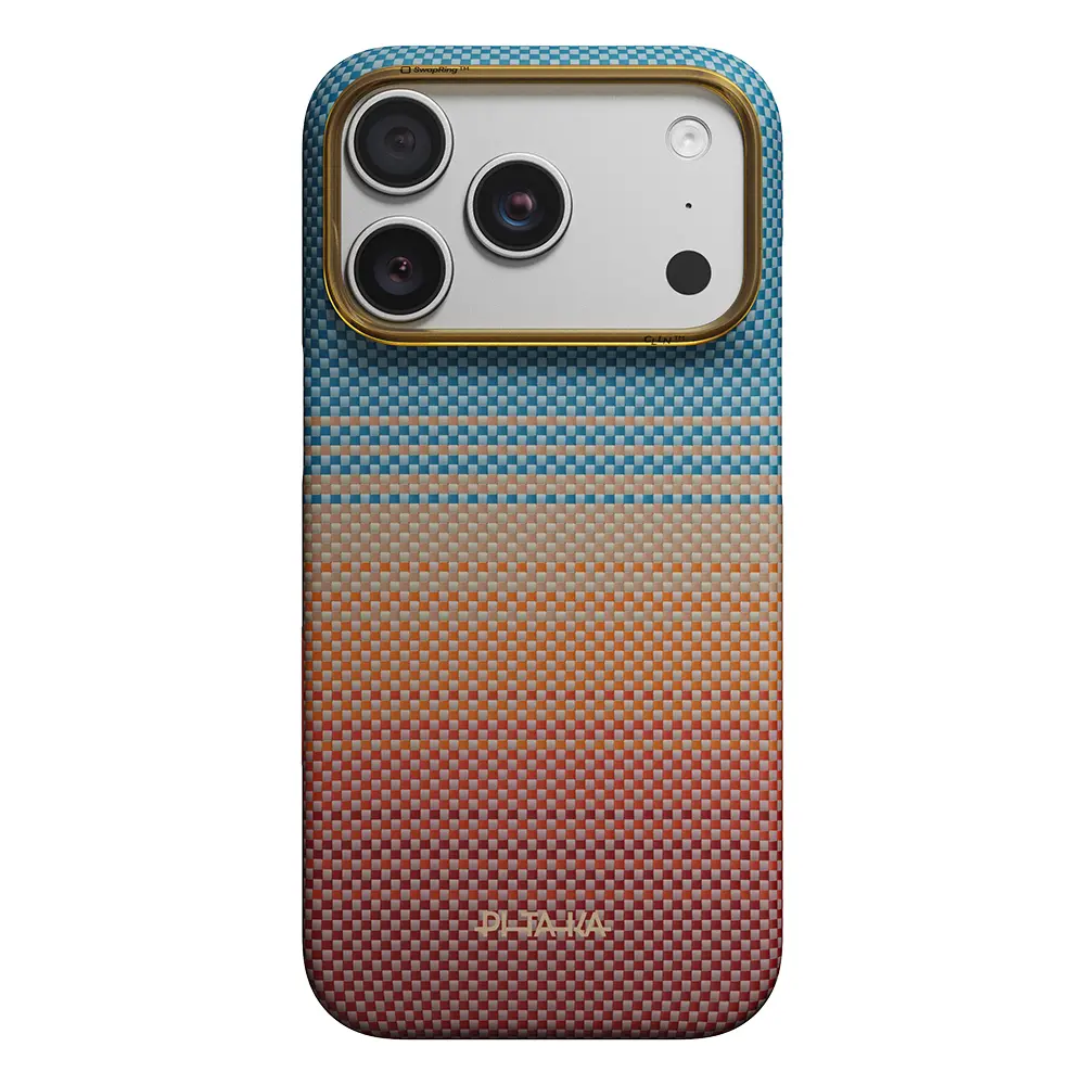 Apple iPhone 18 Pro Max Kılıf M-safe Şarj Özellikli Aramid Fiber Pitaka Sunset 2.0 California Dream Serisi