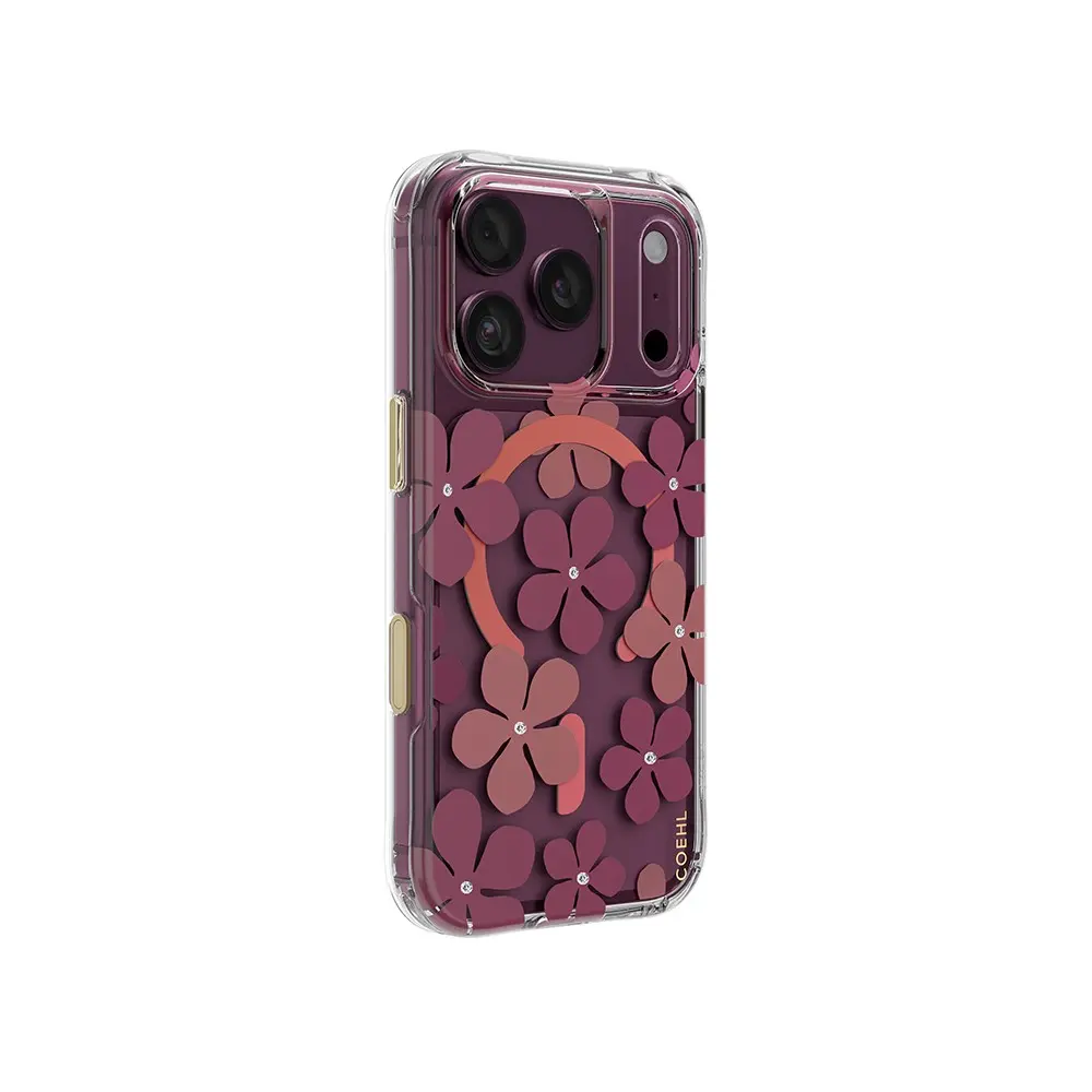 iPhone 18 Pro Max MagSafe Uyumlu Çiçek Desenli Şeffaf Kılıf - Coehl Mila