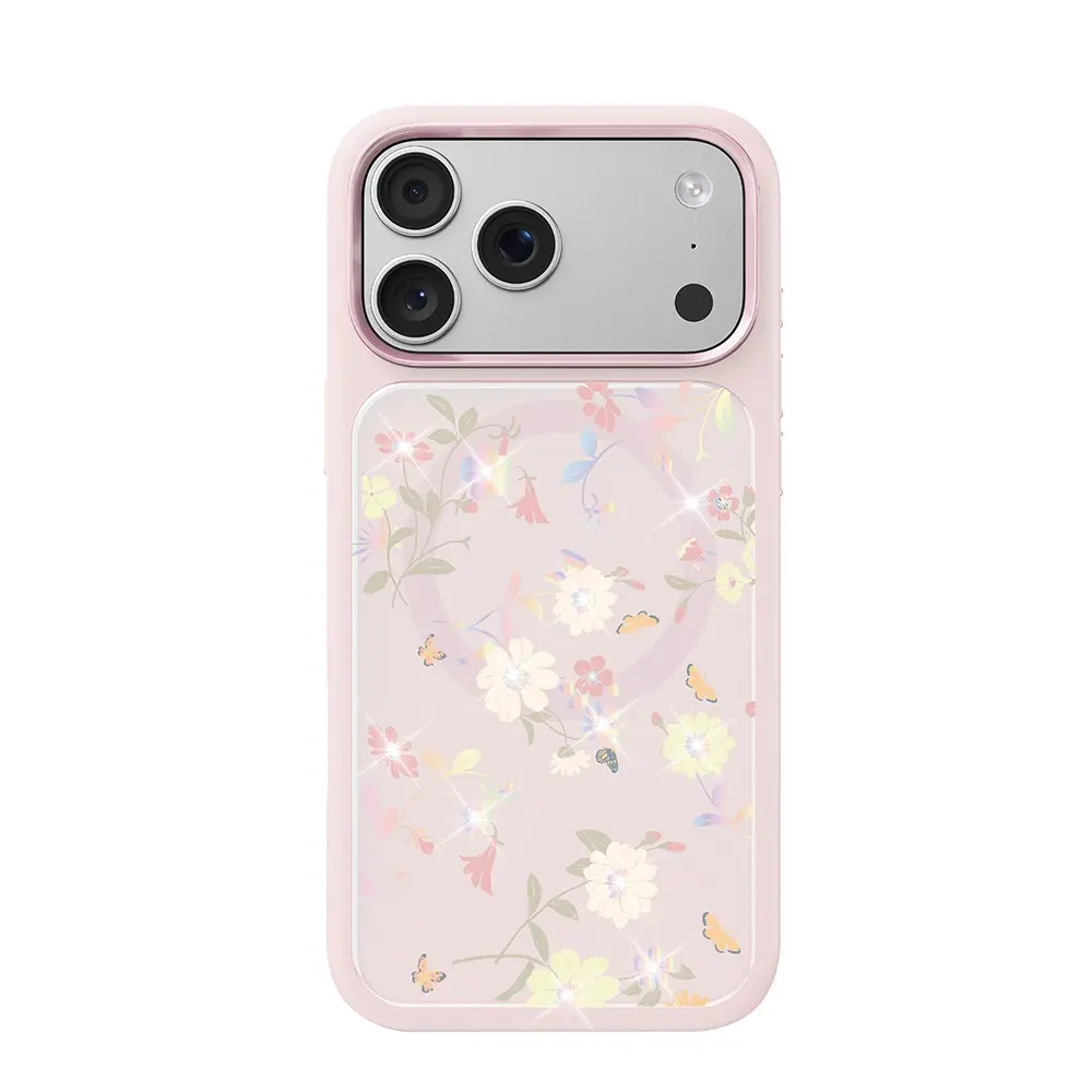 iPhone 18 Pro Max MagSafe Uyumlu Çiçek Desenli Kılıf - Mutural Flower