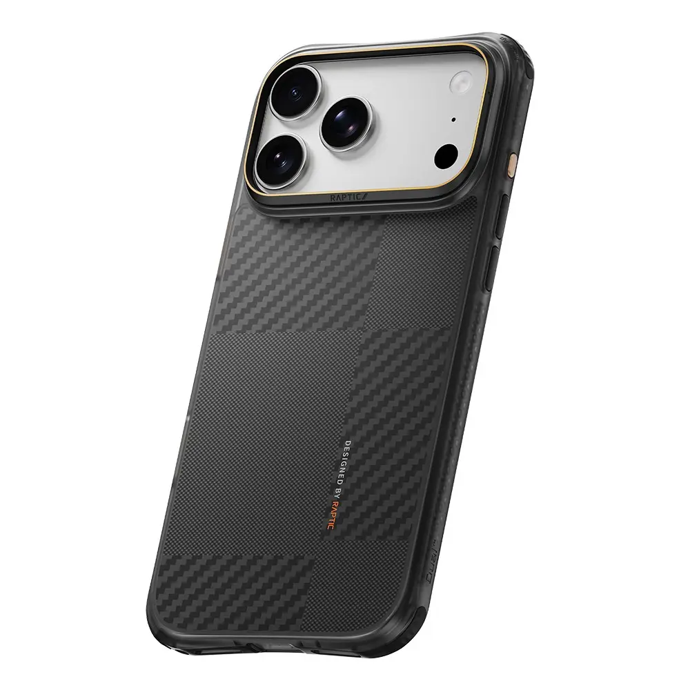 iPhone 18 Pro Max MagSafe Uyumlu Kılıf, Metal Kamera Çerçeveli - Raptic Aramid Dual Karbon Fiber Mondrian