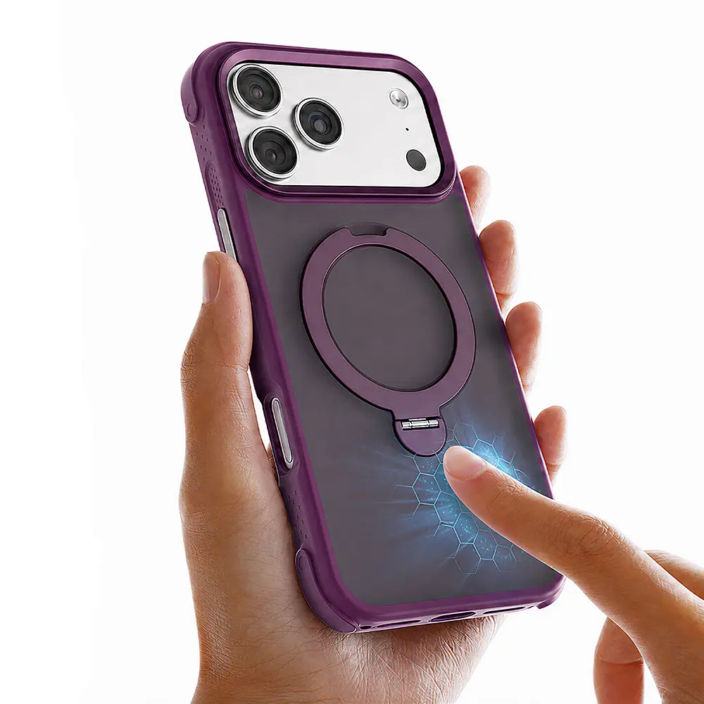 Apple iPhone 18 Pro Max Kılıf M-safe Şarj Özellikli Standlı Lenyes Eclat Kapak