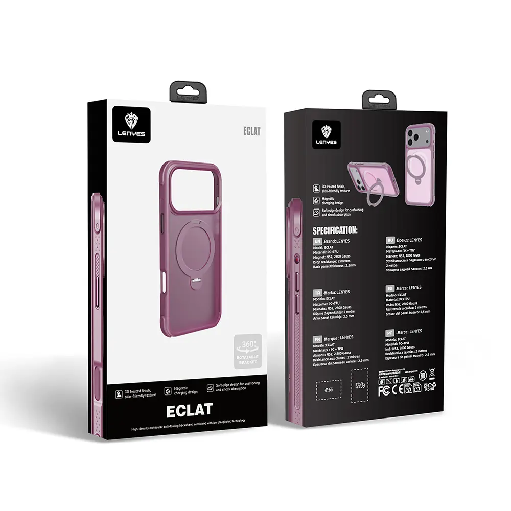 Apple iPhone 18 Pro Max Kılıf M-safe Şarj Özellikli Standlı Lenyes Eclat Kapak