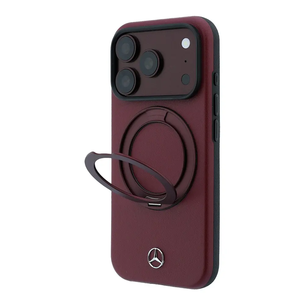 Apple iPhone 18 Pro Max Kılıf Mercedes Benz Orjinal Lisanslı M-safe Şarj Özellikli 360 Derece Dönebilen Standlı PU Metal Logolu Kapak