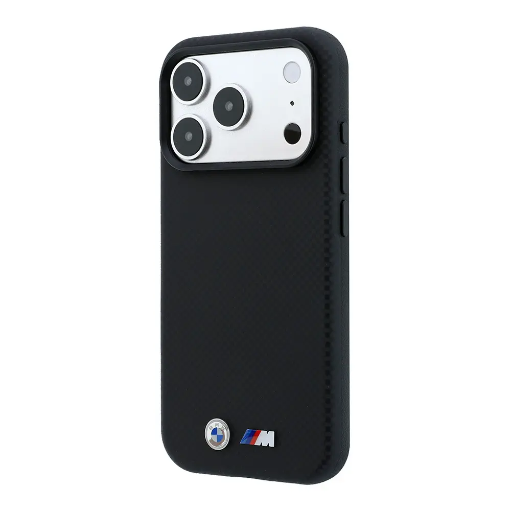 Apple iPhone 18 Pro Max Kılıf BMW Orjinal Lisanslı M-safe Şarj Özellikli Metal Logolu Karbon Fiber Kevlar Kapak