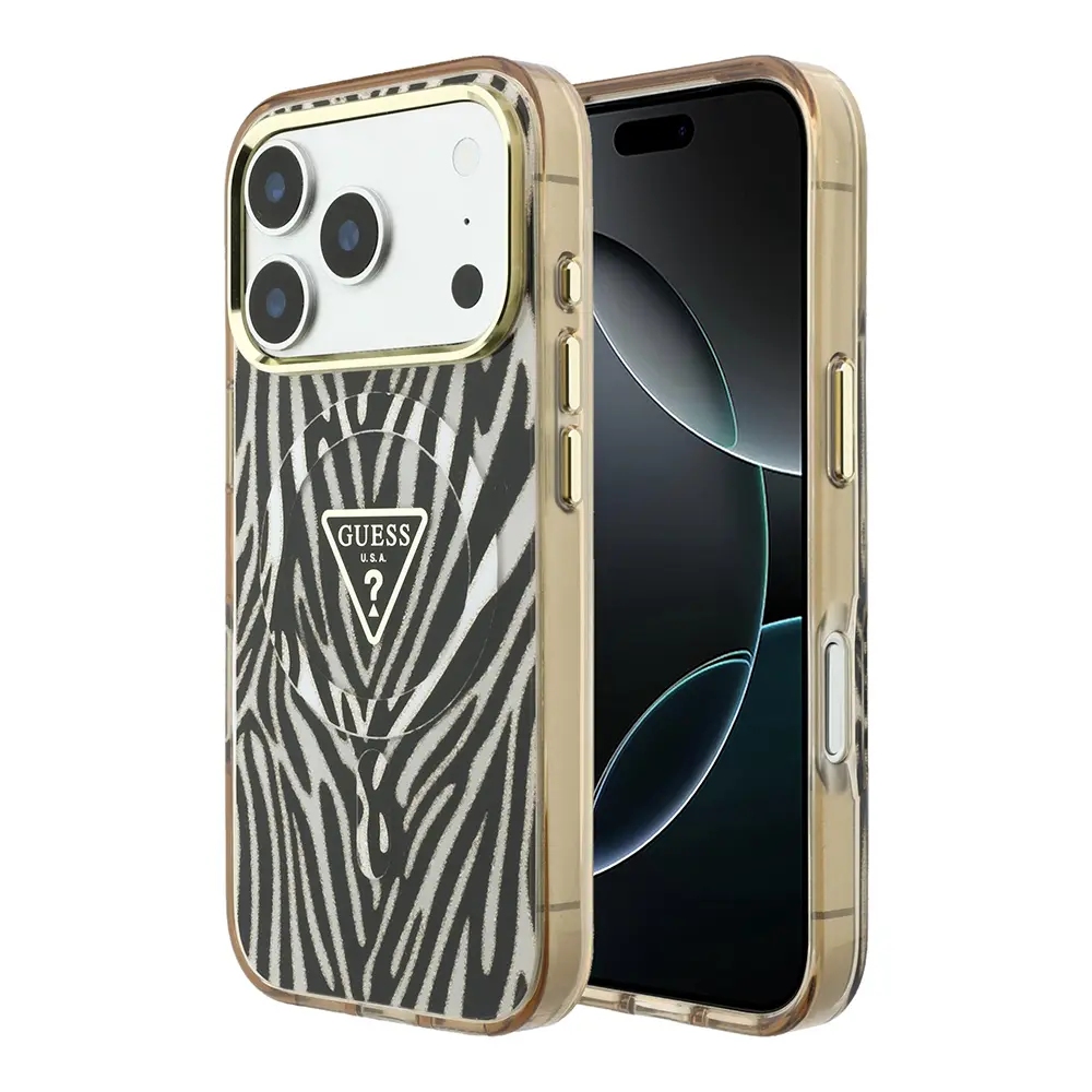 iPhone 18 Pro Max MagSafe Uyumlu Silikon Kılıf - Guess Zebra Desenli