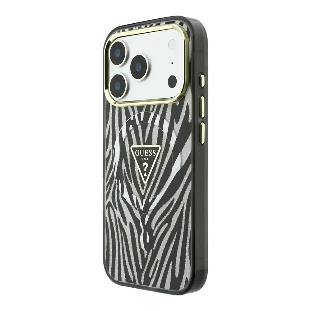 iPhone 18 Pro Max MagSafe Uyumlu Silikon Kılıf - Guess Zebra Desenli