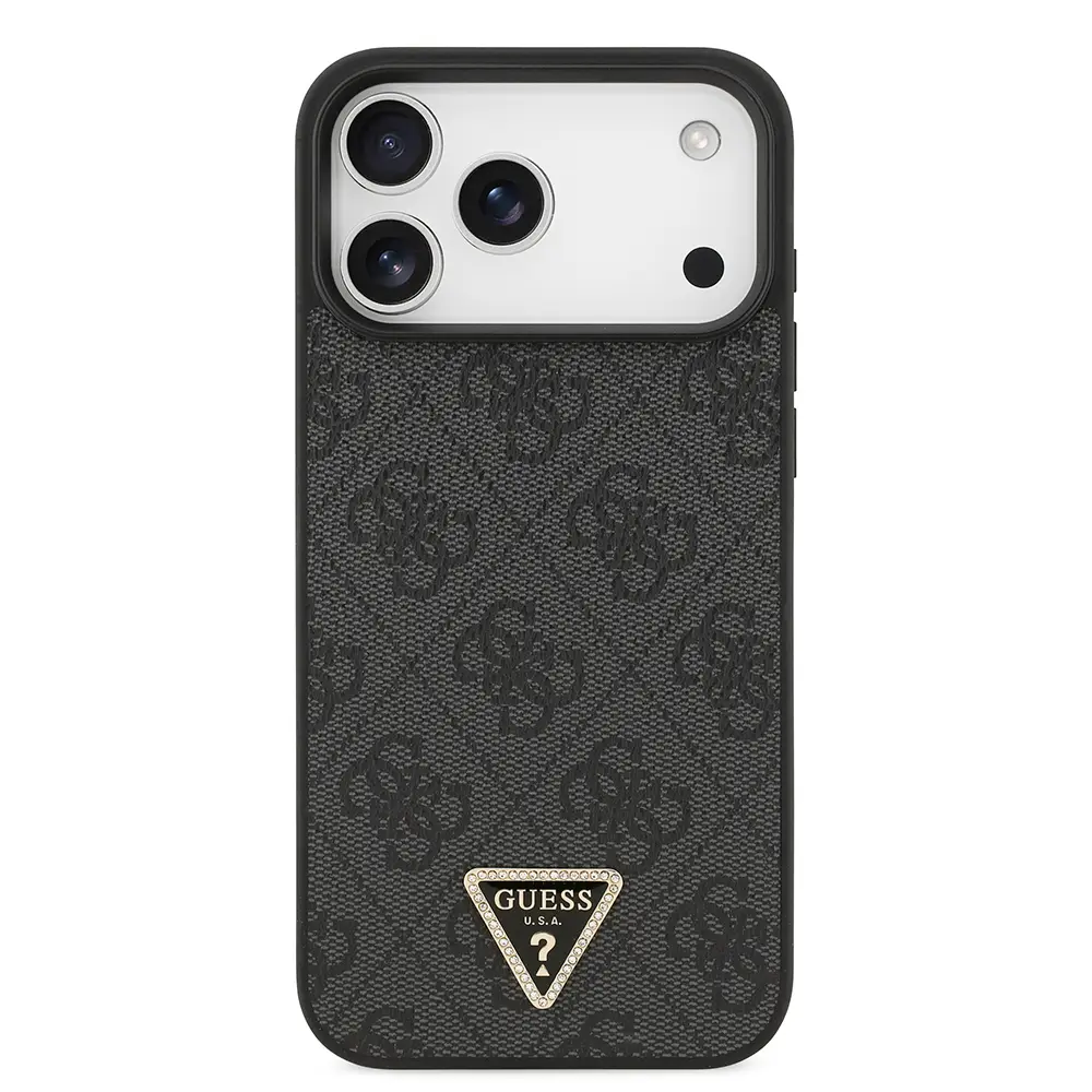 iPhone 18 Pro Max Kılıf, Taşlı Üçgen Logo 4G Desenli - Guess