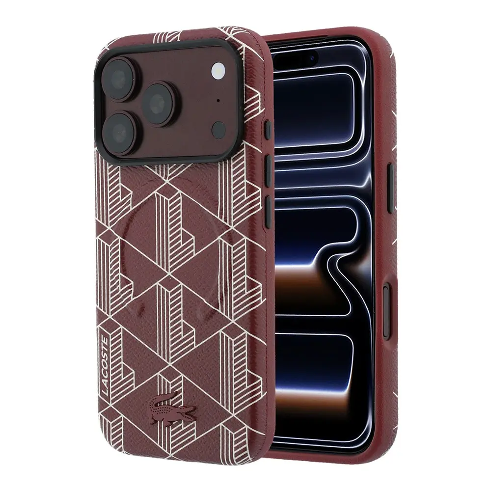 iPhone 18 Pro Max MagSafe Uyumlu Deri Kılıf - Lacoste Lisanslı Monogram