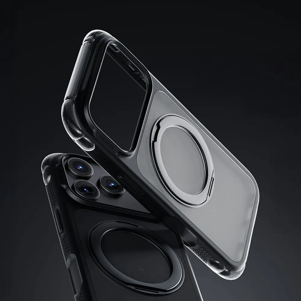 Apple iPhone 18 Pro Max Kılıf Lenyes Air Bumper Serisi M-safe Şarj Özellikli Airbag Tasarımlı Standlı Kapak