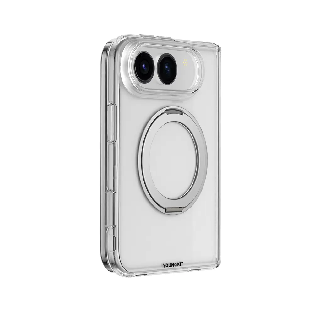 Apple iPhone Duo Kılıf M-safe Şarj Özellikli Youngkit Clear Serisi Standlı Kapak