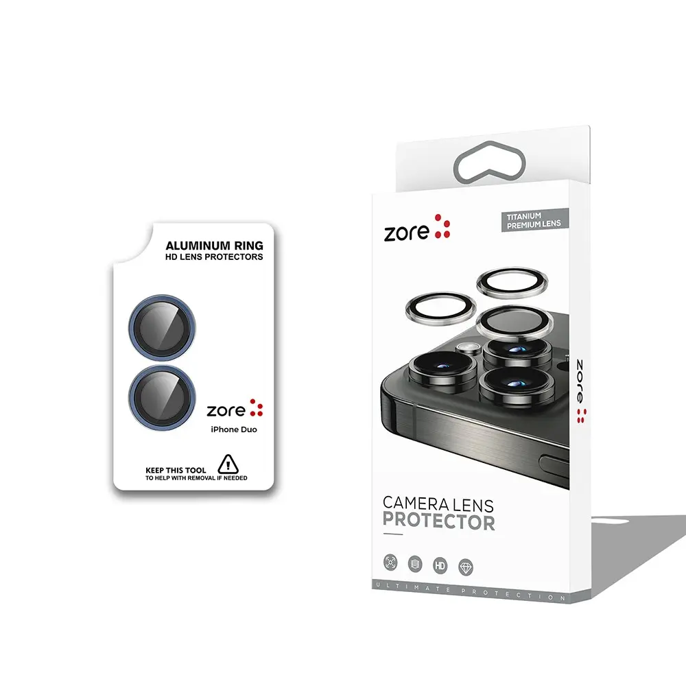 iPhone Duo Safir Kamera Lens Koruyucu, Parmak İzi Bırakmayan - Zore CL-12