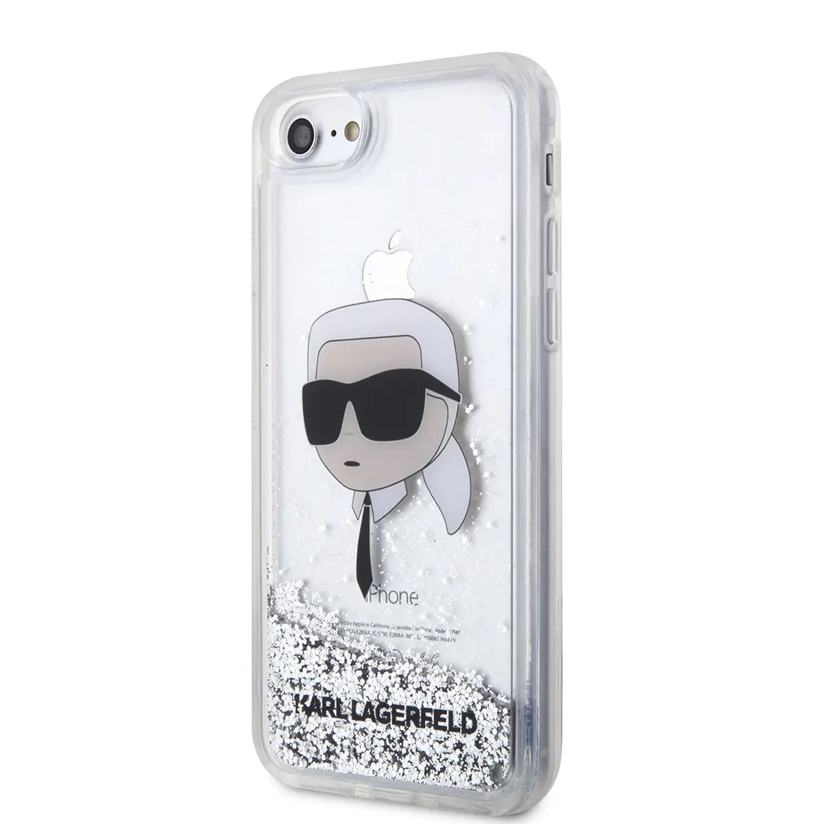 iPhone SE (3. Nesil) Sıvılı Simli Karl Head Desenli Kılıf - Karl Lagerfeld