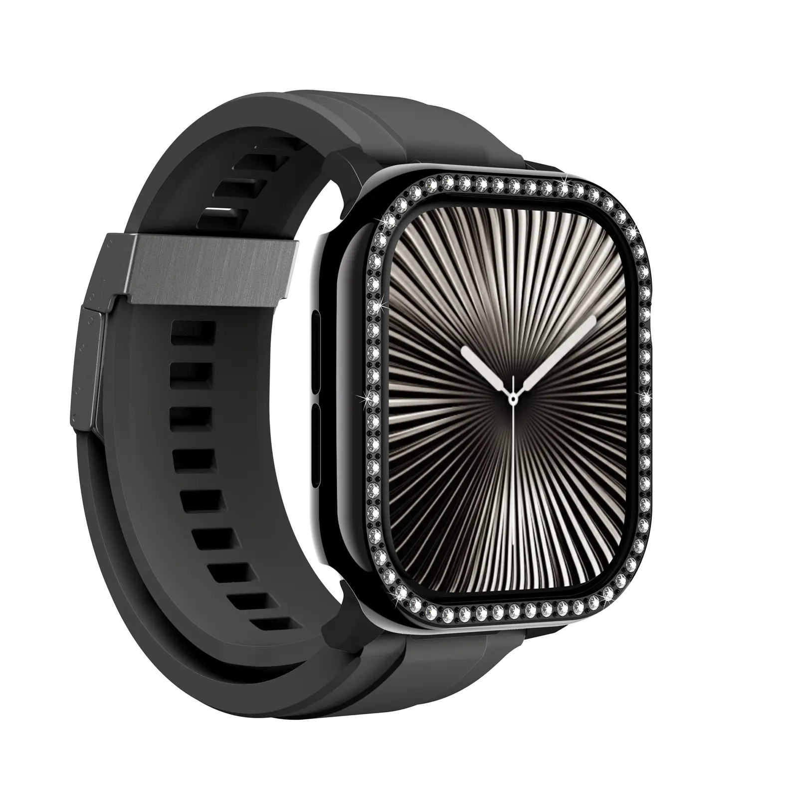 Apple Watch 10 46mm Amazingthing Gleam Fit FullGuard Taşlı Sert PC Kasa ve Ekran Koruyucu