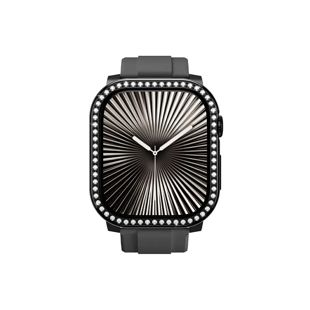 Apple Watch 10 46mm Amazingthing Gleam Fit FullGuard Taşlı Sert PC Kasa ve Ekran Koruyucu