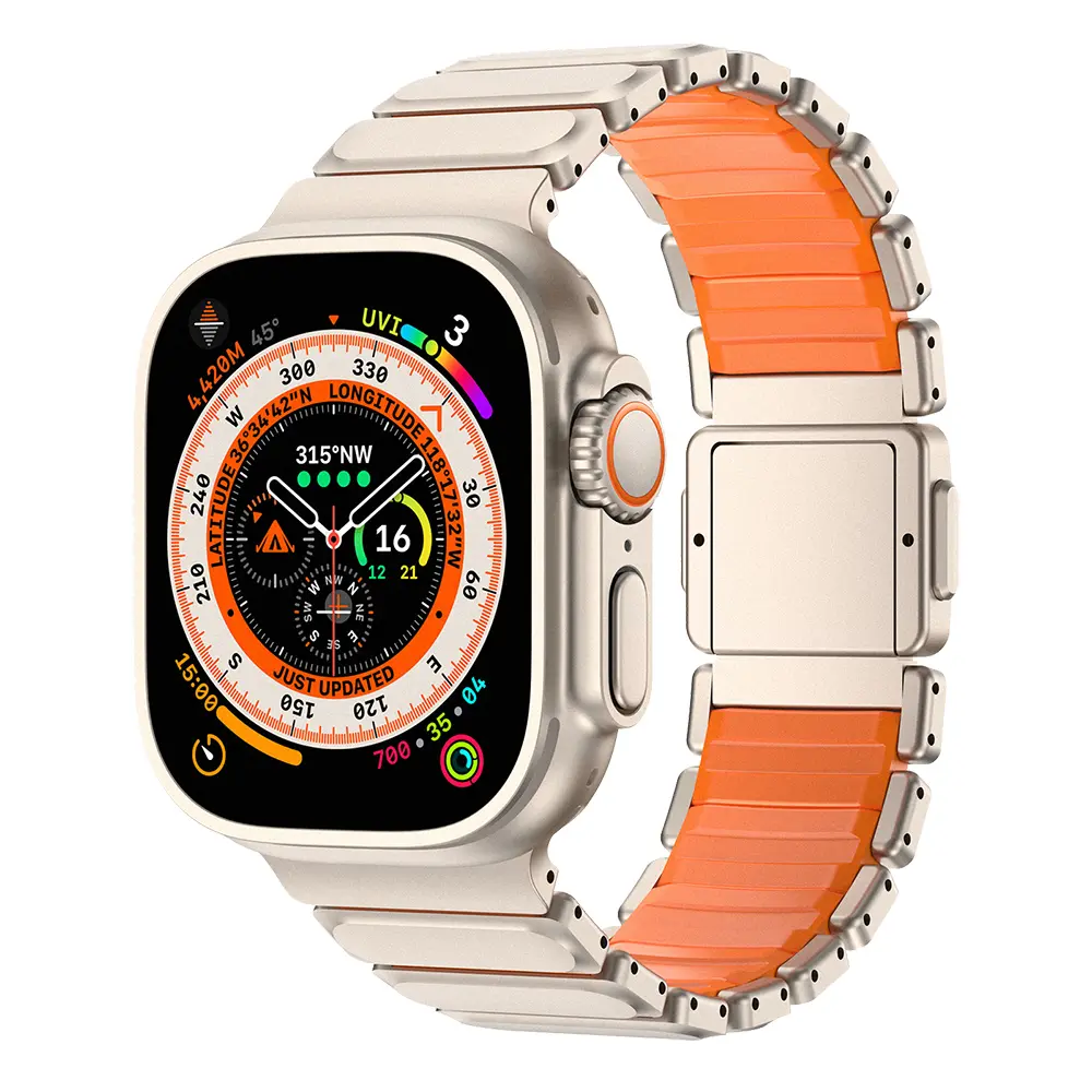 Apple Watch 46 mm Paslanmaz Çelik Kordon - Mohseven Titancore No.2