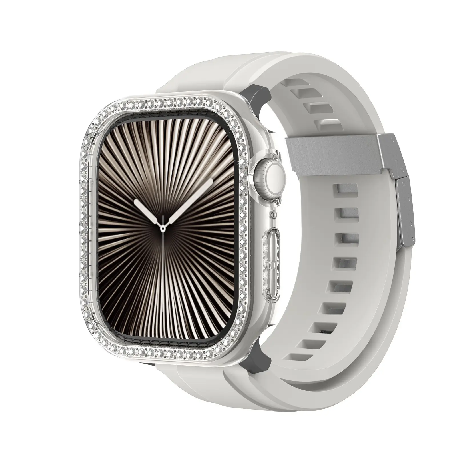 Apple Watch 42 mm Taşlı Sert PC Kasa ve Ekran Koruyucu - Amazingthing Gleam Fit FullGuard