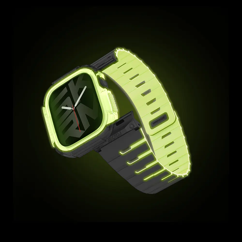 Apple Watch 42 mm TPU Kasa Koruyucu ve Silikon Kordon Seti - Skinarma Nightglow Atom Gemini