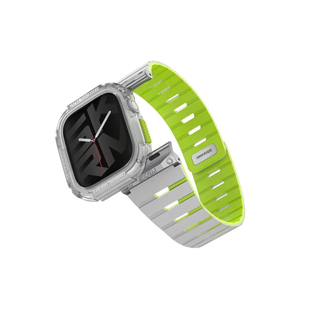 Apple Watch 42 mm TPU Kasa Koruyucu ve Silikon Kordon Seti - Skinarma Nightglow Atom Gemini