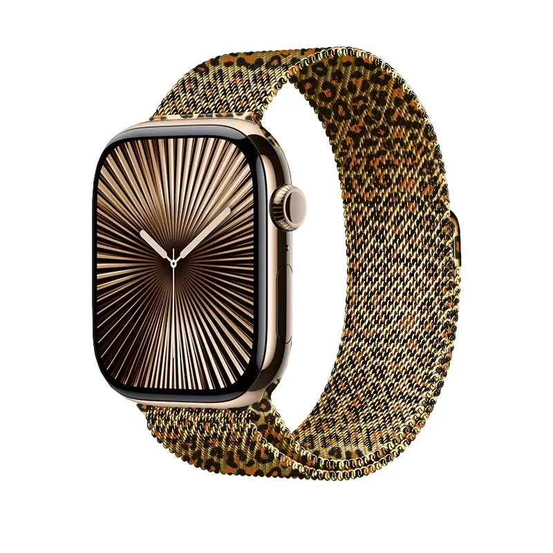 Apple Watch 38 mm Leopar Desenli Metal Kordon - Zore KRD-01