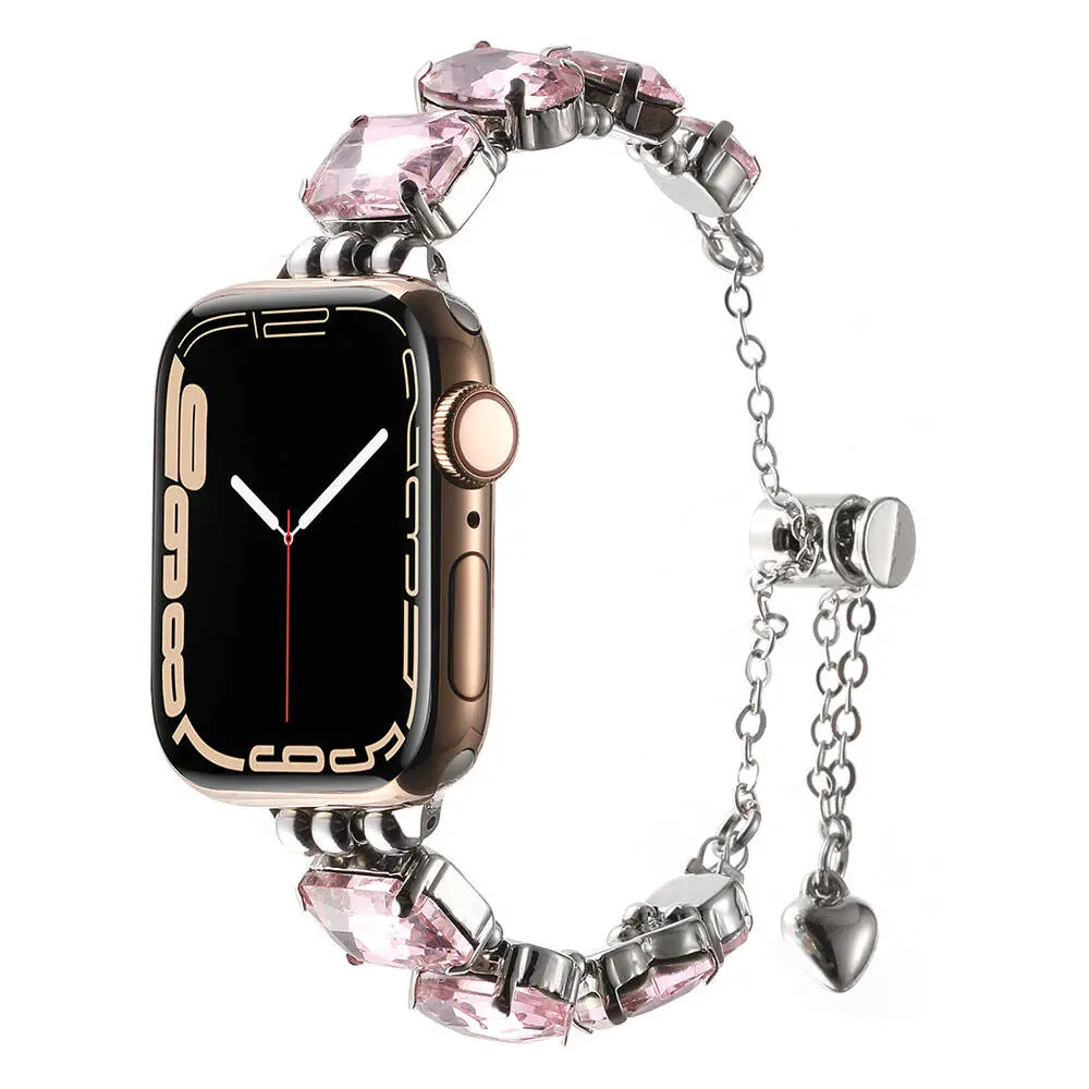Apple Watch 38 mm Renkli Taş Tasarımlı Zincir Kordon - Zore KRD-115